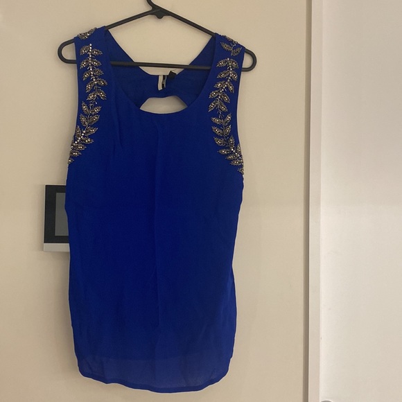 Topshop Royal Blue embroidered detail top Size 14 NWOT - Picture 3 of 6